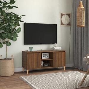 Szafka TV, drewniane nóżki, brązowy dąb, 103,5x35x50 cm