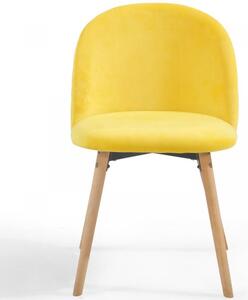 MIADOMODO Zestaw aksamitnych krzeseł do jadalni, żółtych, 6x