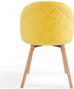 MIADOMODO Komplet krzeseł do jadalni welurowych, żółtych, 4
