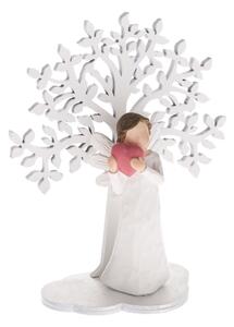 Dekoracja Aniołek z sercem przy drzewie, 15 cm