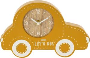 Dziecięcy zegar stołowy Samochodzik żółty, 24 x 35 x 15,5 cm