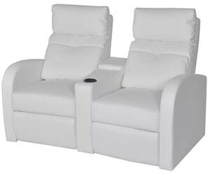 Kinowe fotele rozkładane z ekoskóry Mevic – białe