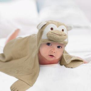 Ręcznik niemowlęcy z kapturem 76 x 76 cm - małpka