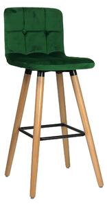 Hoker, krzesło barowe Vera velvet zielony