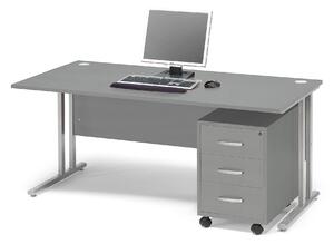 Zestaw mebli biurowych FLEXUS, biurko 1600x800 mm, kontenerek z 3 szufladami, szary