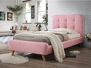 Łóżko pojedyncze tapicerowane różowe TIFFANY 90x200 Signal TIFFANY90R TIFFANY90R, Materac: Bez materaca