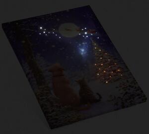 Podświetlany obraz Wigilia w lesie, 40 LED, 30 x 40 cm