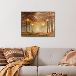 Obraz podświetlany leśna ścieżka, 4 diody LED, 30 x 40 cm