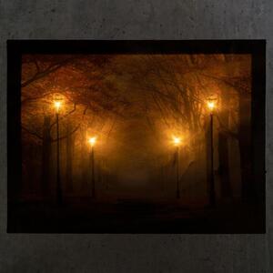 Obraz podświetlany leśna ścieżka, 4 diody LED, 30 x 40 cm