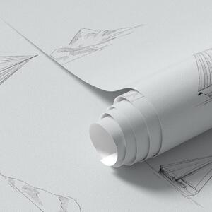 Tapety Szkic jachtów i wysp, chłodne niebiesko-szare tło, Tapety Do pokoju dziecięcego, a00654 : Uwalls.pl