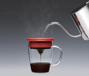 Kubek z zaparzaczem do kawy 350 ml PAO Duo Dripper (biało-czarny)