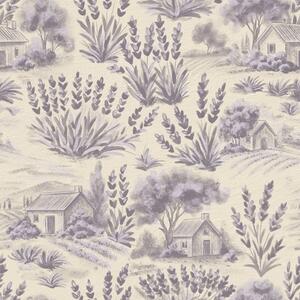 Tapety Pola lawendy i domy w pastelowych kolorach, Tapety w stylu francuskim, a00765 : Uwalls.pl