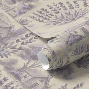 Tapety Pola lawendy i domy w pastelowych kolorach, Tapety w stylu francuskim, a00765 : Uwalls.pl