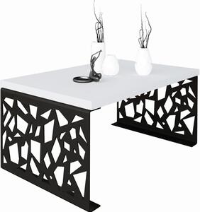 Stolik kawowy z metalowym stelażem czarny + biały W7-F44