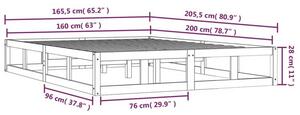 Podwójne drewniane czarne łóżko 160x200 - Kaori 6X