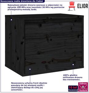 Czarna drewniana szafka nocna wisząca - Pios 3X