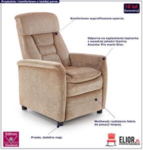 Beżowy rozkładany fotel wypoczynkowy - Igaris