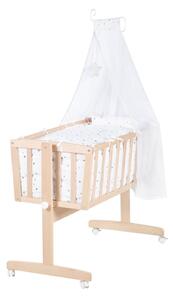 Kołyska z litego drewna bukowego na kółkach/z baldachimem 40x90 cm w naturalnym kolorze – Roba