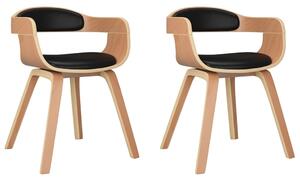 Krzesła stołowe, 2 szt., czarne, gięte drewno i sztuczna skóra