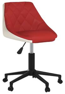 Obrotowe krzesła stołowe, 4 szt., czerwono-białe, ekoskóra