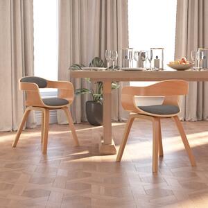 Krzesła stołowe, 2 szt., jasnoszare, gięte drewno i tkanina