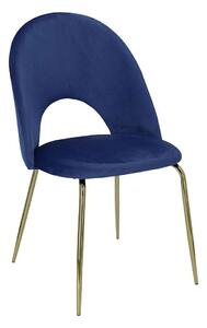 Glamour krzesło tapicerowane welurowe Kally - niebieskie