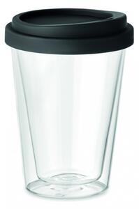 Kubek termiczny szklany TUMBI Glass 350 ml (bezbarwny/czarny)