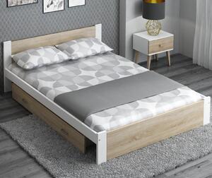 Łóżko DMD3 140x200 Białe + dąb sonoma