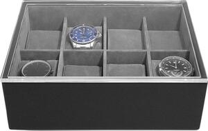 Pudełko na zegarki Stackers Pebble Classic 8 komorowe czarne z pokrywką