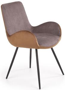 Nowoczesne tapicerowane krzesło Bueno - popielaty + brązowy