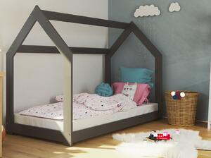 Łóżko Domek dziecięce 160x80 dla dzieci szare D2