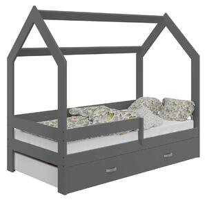 Łóżko Domek dziecięce 160x80 dla dzieci szare D3