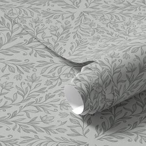 Tapety Botaniczny adamaszek w kolorze jasnoszarym z delikatnym konturem, Tapety Z kwiatami, a00815v2 : Uwalls.pl