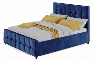 Łóżko 160x200 z materacem - MEDIOLAN (SFG015) - welur niebieski 82
