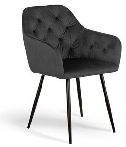 Czarne krzesło tapicerowane 8175 / welur