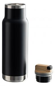 Butelka termiczna CITY 530 ml z drewnianym korkiem (czarny)
