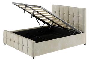 Łóżko 160x200 z materacem - MEDIOLAN (SFG015) - welur beż