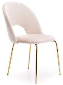 Krzesło Glamour beżowe KC-903-2 / welur, złote nogi chromowane