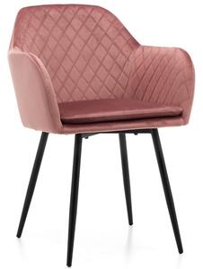Krzesło tapicerowane 8174-2 / Welur róż Cameo, nogi czarne