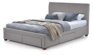 Łóżko tapicerowane z szufladami MODENA 160 cm / popiel