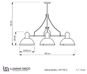 POTRÓJNA LAMPA WISZĄCA INDUSTRIALNA CZARNO-MOSIĘŻNA ETTORE W3 LUMINA DECO