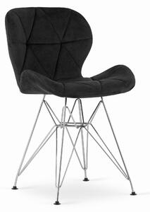 Czarne krzesło tapicerowane NEST 3624 welur nogi srebrne / 4 sztuki