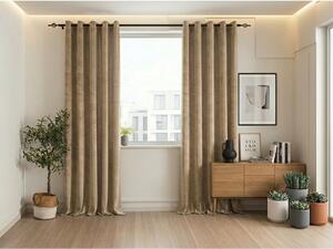 Zasłona zaciemniająca ELVIO VELVET 140x250 cm, beżowa Zawieszanie: Metalowe pierścienie