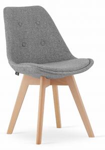 Krzesło tapicerowane szare NORI 3398 nogi drewno / 4 sztuki