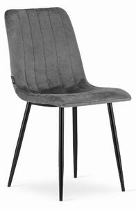 Szare aksamitne krzesło LAVA z czarnymi nogami