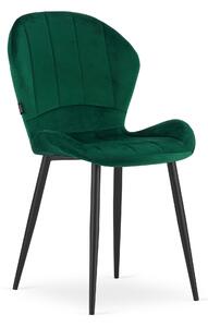 Zielone aksamitne krzesło TERNI z czarnymi nogami