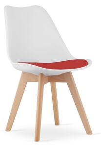 Krzesło skandynawskie z poduszką 53E-7 biało-czerwone