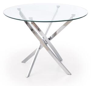 EMWOmeble Stół szklany 100 okrągły RAYMOND / transparentny, nogi - chrom