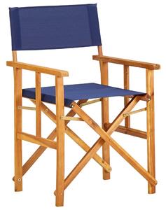 Krzesła reżyserskie, 2 szt., lite drewno akacjowe, niebieskie