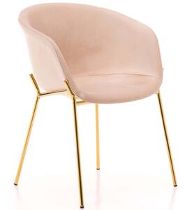 MebleMWM Krzesło Glamour ZL-1486 | Beżowy welur | Złote nogi | Outlet